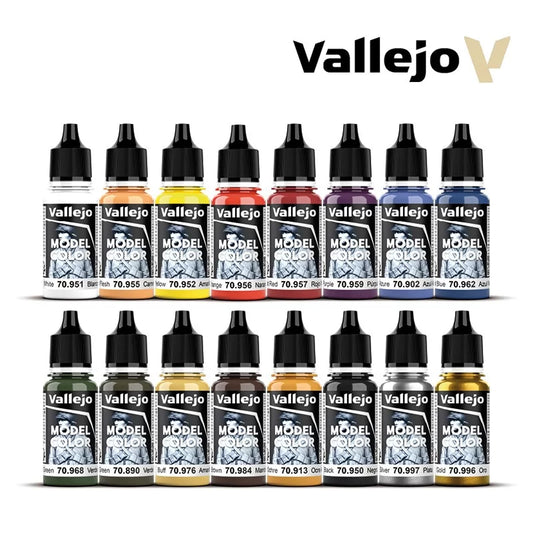 Vallejo Basic USA Colors Paint Set, Basic Colors, 16 Paints